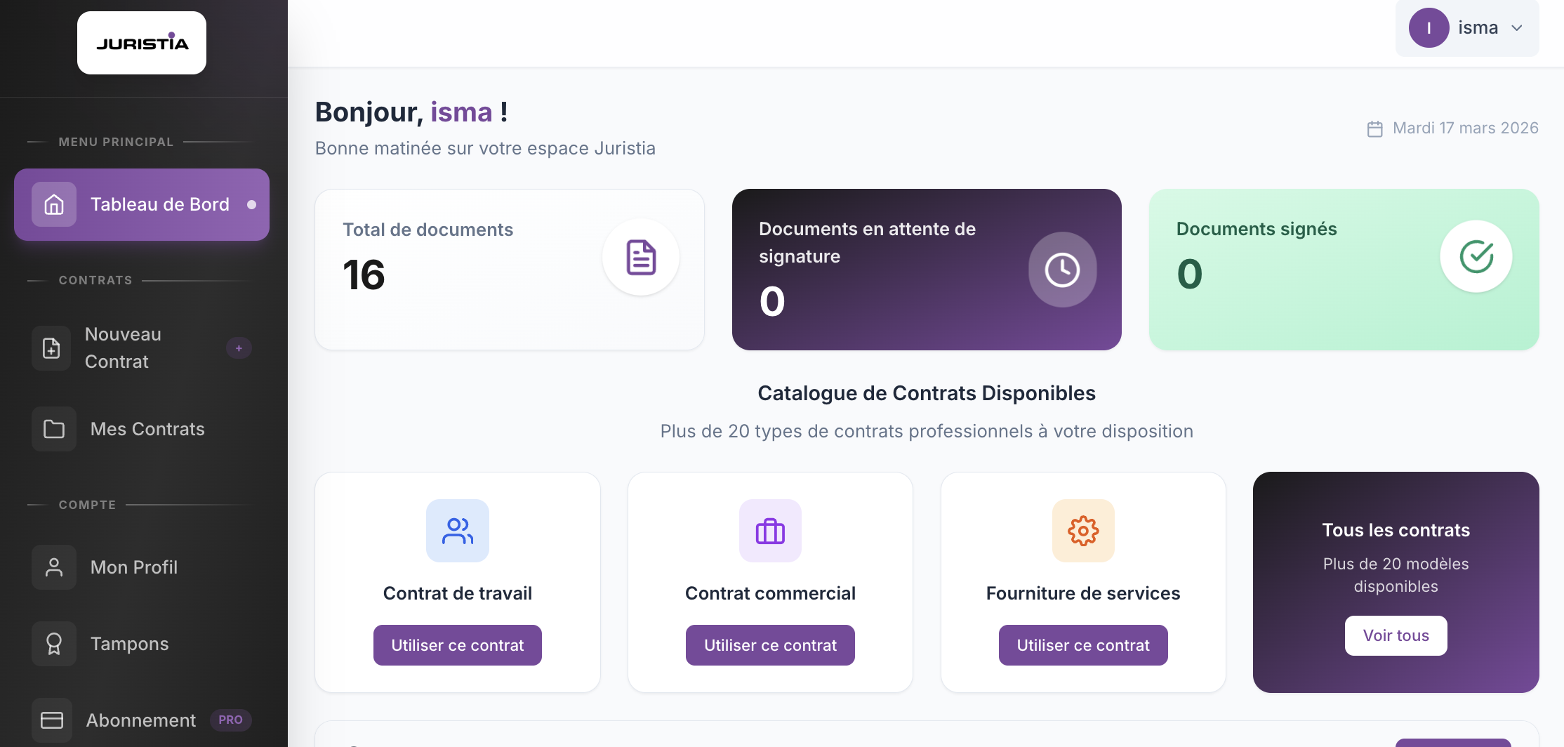Juristia Dashboard Preview